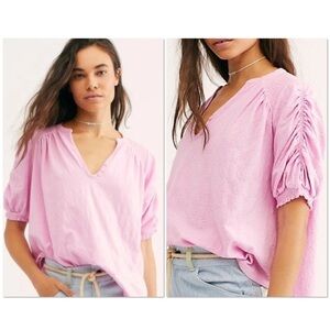 Free People Fever Dream pink boho v-neck top